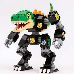 Custom Mecha Dinosaur <b>Building</b> <b>Block</b> Set Pink Plastic Construction Toy For Kids 4-7 Years Age Unisex Educational Playset - Product Image 4