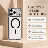 Coque magnétique puissante N52 en gros pour iPhone 17 16 15 14 13 12, Housse hybride transparente en TPU et PC avec chargement sans fil
