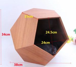 Vente chaude Meubles En Bois Naturel Pour Animaux De Compagnie Maison De Chat En Bois Chien Chats Maison Lit Transporteur Polygone Pentagone <span class=keywords><strong>Cages</strong></span> Pour Animaux De Compagnie pour Animaleries - Product Image 3