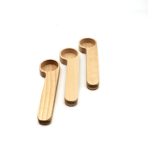 2 в 1 кофе инструменты аксессуары мерная ложка деревянные кофейных зерен ложка с мешком клип древесины кофейная ложка - Product Image 3