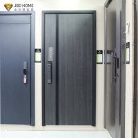 Porte de sécurité en acier robuste avec serrure intelligente, design extérieur moderne pour appartement et usage commercial