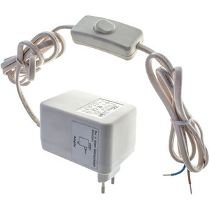 Transformador de cable blanco de 2,0 m Enchufe europeo 2P con 2x0,75mm ² Interruptor manual Transformadores de iluminación - Product Image 1