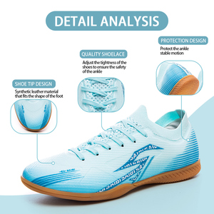 Chaussures de <span class=keywords><strong>futsal</strong></span> pour hommes, femmes et enfants - Semelle intermédiaire/extérieure en caoutchouc, tige en PVC, doublure en mesh, utilisation automne/hiver/été, antidérapantes, entraînement - Product Image 1