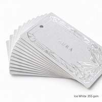 Étiquettes volantes imprimées 355 g/m² blanc nacré, personnalisées pour marques de vêtements de boutique, vente en gros pour la mode