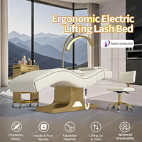 Madamcenter Chaise longue inclinable électrique à cils incurvés Extension de cils Lit à sourcils en cuir synthétique Civière de cils Lashista