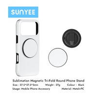 Sunyee Großhandel Sublimations-Magnetringständer Blanko 2D 3D Dreifach Faltbarer Telefongriff-Ständer für Individuelles Handy-Zubehör