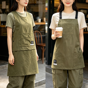 Tablier <span class=keywords><strong>de</strong></span> Serveur Amovible Long et Imperméable pour Hommes et Femmes, Tablier <span class=keywords><strong>de</strong></span> <span class=keywords><strong>Cuisine</strong></span>, Vêtements <span class=keywords><strong>de</strong></span> Travail pour Salon <span class=keywords><strong>de</strong></span> Manucure, Café, Nettoyage - Product Image 3