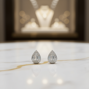 Orecchini con Diamanti Taglio a Pera Diamonique in Oro Bianco, Colore D Naturale, Certificati GIA, Gioielli Classici da Sposa per Donna - Product Image 2