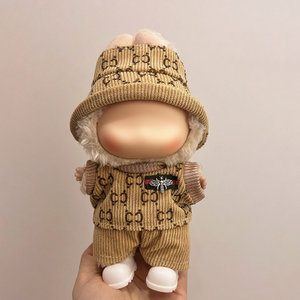 Completo in morbido peluche di velluto a coste per bambole da 17 cm, fatto a mano, stile lusso, accessori Lafufu, design vintage, vestiti per giocattoli a fumetti, fai da te 1:3 - Product Image 2