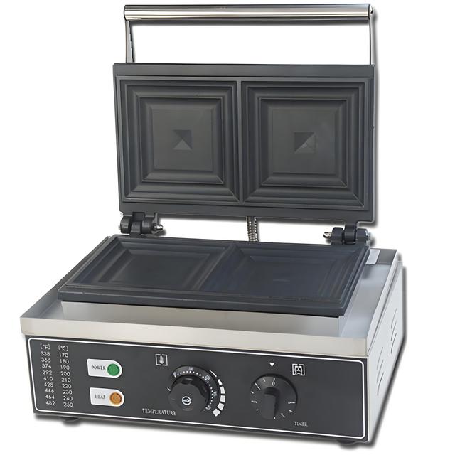 220V Commercial New Stainless Steel Electric Multifunctional High 2-Slicer Sandwich Panini Press Grill Toaster Waffle Machine