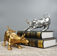 Décoration de bureau à domicile, figurine en résine dorée de taureau de Wall Street, marché boursier de New York