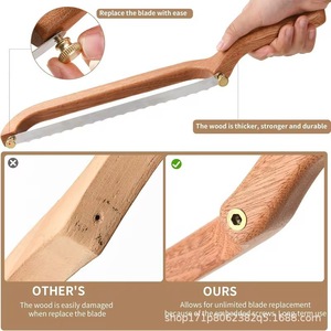 Cuchillo para pan de madera con hoja dentada de acero inoxidable de 8-9.9 pulgadas, anti-doblez, sin migas, para cortar baguettes, uso en cocina - Product Image 4