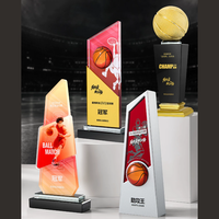 Trophée de basketball personnalisé, couronne en cristal haut de gamme créative, compétition d'équipe de la saison asiatique, prix MVP en métal