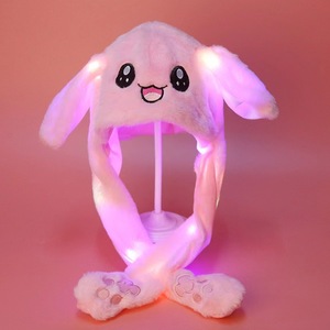 Children Rabbit <strong>Hat</strong> <strong>Plush</strong> Pinched Ears Will Move The <strong>Hat</strong> Net Red Cartoon Lights Up Light Caps - Product Image 2