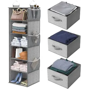 Hanging Shelf Organizer 6-Shelf Hanging Closet Organizer Hanging Shelves For Closet With 3 Divisible Drawers