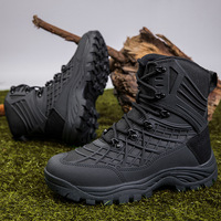 Bottes tactiques imperméables et antidérapantes à lacets sur le devant, avec empeigne en maille, taille plus, mi-hautes, semelle en caoutchouc, pour activités de plein air, modèle 2026