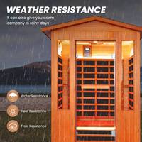 Sauna Uap Luar Ruangan Kayu Cedar Merah Solid 2KW Ruang Sauna Inframerah Jauh Luar Ruangan dengan Lampu Kecantikan Kontrol Cerdas