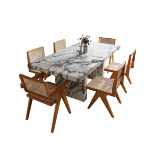 Mesa de mármol rectangular, muebles sencillos y baratos para cafetería y restaurante - Product Image 1