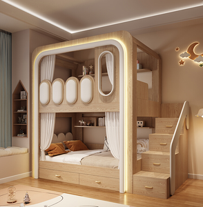 Letto <span class=keywords><strong>a</strong></span> Castello per Bambini Stile Moderno Loft in MDF E1 Durevole Ecologico Confortevole Adatto anche per Adulti con Scivolo - Product Image 6