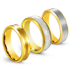 24K 18Kゴールドリングタングステン6mm新デザインスライバーゴールドタングステンリングマン - Product Image 2