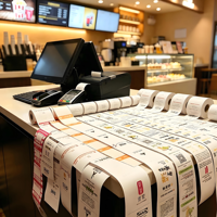Papier thermique pour TPV à marque privée 80mm 55gsm Lisse 300 feuilles BEKK Sans BPA Impression personnalisée au dos Vente en gros