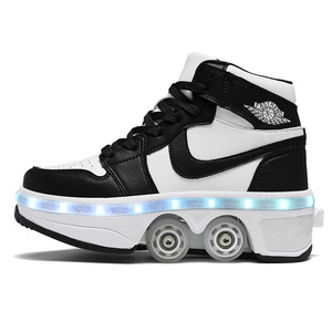 Roller Shoes Four Wheel Dual Purpose Flashing Inline Skates Size 33 43 EVA Plastic Wheels Double Row - Product Image 5