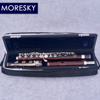 MORESKY Redwood Flute 17 Open Hole Silver Plated Copper-Nickel Cocobolo Professional MFL-203(C) Tone C OEM E Mechanism