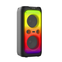BKK / OEM Enceinte de fête d'extérieur avec karaoké, Bluetooth, entrée auxiliaire, microphone intégré, éclairage LED RGB, batterie rechargeable, USB et alimentation DC