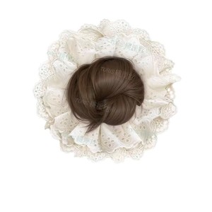 <b>Spring</b> Sweet Hair Tie Women's Lace Bun Wig With Hair <b>Clip</b> Fluffy Realistic Back Of Head Handmade High Temperature Wire - Product Image 5