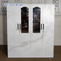 Lemari Pakaian Logam Berkapasitas Besar 4 Pintu, Lemari Penyimpanan Baju Berbahan Baja untuk Anak