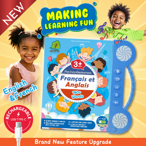 ELETREE Nouveau Livre Sonore Interactif Bilingue Français Anglais pour Enfants, Cahier d'Apprentissage des Mots ABC Rechargeable - Product Image 1