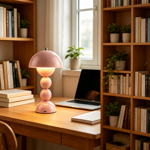 Lámpara de mesa con forma de hongo, lámpara de escritorio LED regulable de 3 colores con control táctil, lámpara de mesa decorativa recargable con forma de bola apilada - Product Image 6