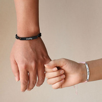 Bracelet unisexe ajustable en acier inoxydable électroplaqué avec plaque nominative et nœud plat tressé, best-seller transfrontalier d'Amazon