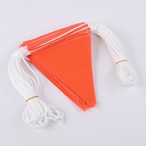 Custom Orange Triangular Banner Heavy Duty Rope Safety Bunting <b>Flags</b> Anti-Wrinkle Polyester/Vinyl - Product Image 5