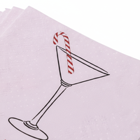 Weihnachts-Cocktail-Servietten mit Festtagsmotiv, 3-lagig, aus Frischholzfasern, Einweg-Papierservietten für Bars und Feiertagsfeiern, Individuell Anpassbar
