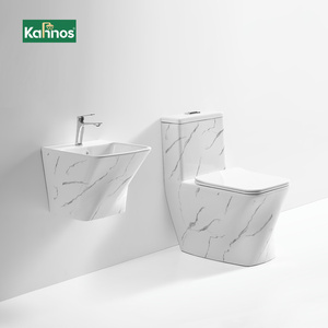 Sanitaires haut de gamme sur mesure, toilettes en marbre blanc intégrées du sol au plafond, toilettes en céramique pour hôtel. - Product Image 2