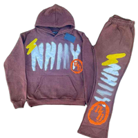 Ensemble de Survêtement à Capuche et Pantalon de Jogging en Coton Lourd, Unisexe, avec Impression Gonflée en Strass, Haute Qualité, Logo Personnalisé