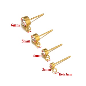 20 pezzi in acciaio inox 3 4 5 6mm zircone orecchini Post con gancio per fai da te orecchini per fare gioielli prodotti all'ingrosso - Product Image 2