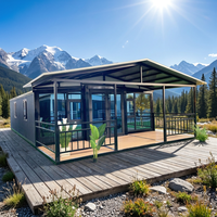 Villa préfabriquée de luxe de 40 pieds avec mur-rideau en verre, 2 à 5 chambres, maison modulaire avec cuisine, maison conteneur préfabriquée extensible