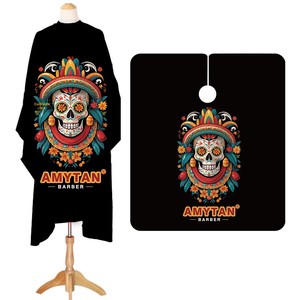 Capa <span class=keywords><strong>de</strong></span> Barbero <span class=keywords><strong>de</strong></span> Guangzhou, <span class=keywords><strong>la</strong></span> más vendida transfronteriza, <span class=keywords><strong>de</strong></span> <span class=keywords><strong>la</strong></span> serie estilo calavera con diseño gráfico <span class=keywords><strong>de</strong></span> calavera, especializada para cortes <span class=keywords><strong>de</strong></span> pelo. - Product Image 2