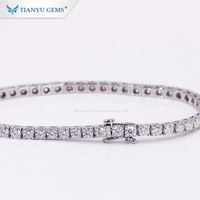 Bracelet Tianyu personnalisé en or blanc 14 carats avec moissanite incolore de 3 mm, 150 mm, design élégant pour les fêtes et les occasions formelles