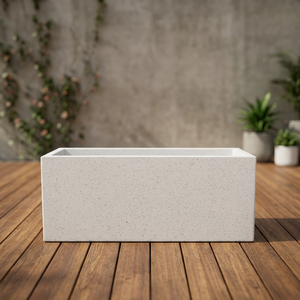 Maceta Rectangular Moderna de Lujo, Fabricada en Vietnam, de Alta Calidad, Blanca, de Cemento Terrazo, Ecológica, Duradera, con Orificio de Drenaje - Product Image 2
