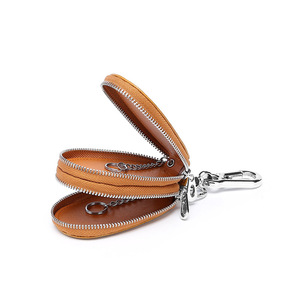 Llavero de Cuero Genuino Encerado al Óleo, Estilo Vintage, Portátil y Ligero, con Doble Cremallera y Mosquetón, de Piel de Vacuno de Primera Calidad, Venta al Por Mayor - Product Image 2