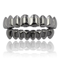 Appareil dentaire en tungstène HIPHOP pour dents supérieures et inférieures, 8 croix, design simple et lisse, unisexe, électroplaqué, mariage, G-048, vente en gros