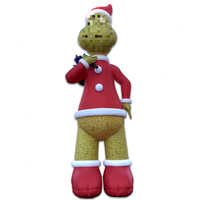 Grande figurine gonflable du Grinch avec sac cadeau et lumière LED, thème des fêtes de Noël, Grinch, Père Noël, monstre vert, gonflable de Noël