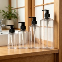 Ensemble de bouteilles en plastique PET rechargeables avec pompe, vert et noir, avec logo personnalisé, pour gel douche, shampoing, lotion, 100-500 ml