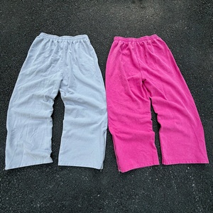 Pantalon de survêtement vintage délavé à l'acide, personnalisé OEM, avec fermeture éclair au bas, en molleton 100% coton à rayures, coupe ample - Product Image 2