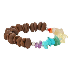Bracelet en perles de café naturel, forme irrégulière, bijoux cadeau unisexe - Product Image 5