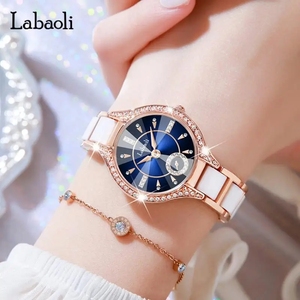 ステンレススチールストラップ付きスーパーファッションレディースウォッチダイヤモンドダイヤルラグジュアリークォーツウォッチガールフレンドママロマンチックギフトウォッチ - Product Image 3