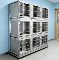 Cage vétérinaire de luxe à 9 portes en acier inoxydable sur mesure pour poulets, chiens, chats dans les hôpitaux vétérinaires et les cliniques pour animaux de compagnie